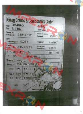Typ DC-Pro 5-250 1/1 H5V16/4 380-415/50 Demag