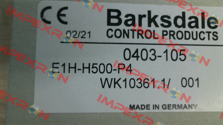 P/N:  0403-105, Type: E1H-H500-P4 Barksdale