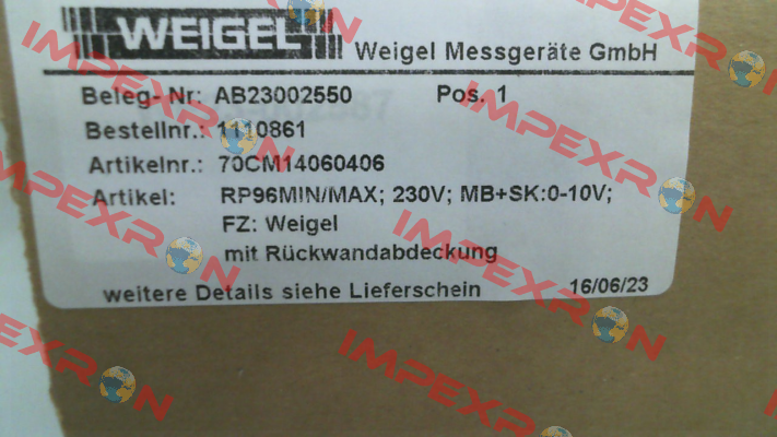 RP96MIN/MAX Weigel
